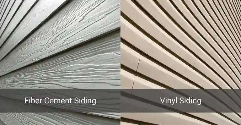 Side by side comparison of vinyl and fiber cement siding
